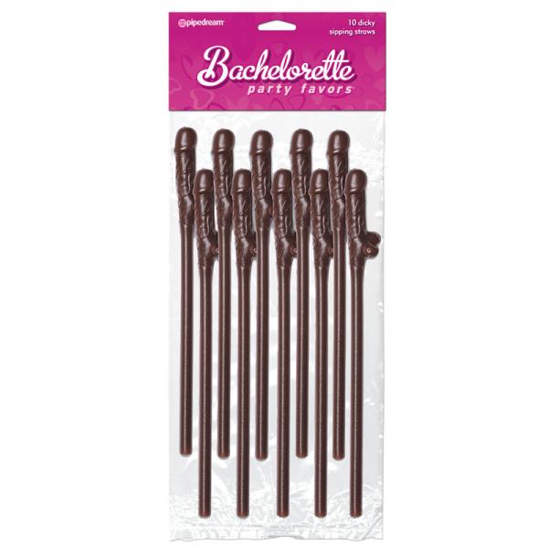 Bachelorette Party Favors Dicky Sipping Straws Brown 10pc. - The Blissful Gypsy -