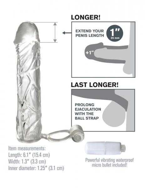 Fantasy X-tensions Vibrating Super Sleeve Clear - The Blissful Gypsy -
