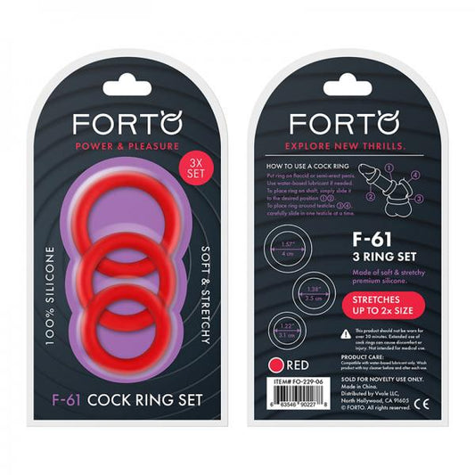 Forto F-61: 3 Piece C-ring Set 100% Silicone (1.2in, 1.38in 1.57in) Red - The Blissful Gypsy -