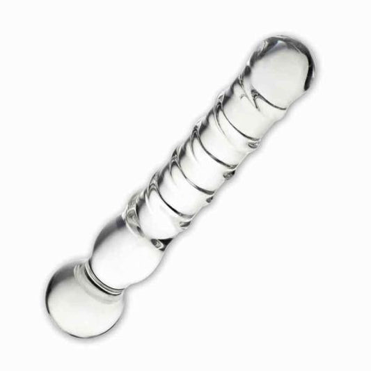Joystick Glass Dildo Wand Anal & G-Spot Clear - The Blissful Gypsy -