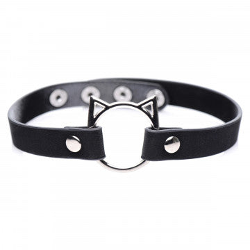 Kinky Kitty Ring Slim Choker - Black - The Blissful Gypsy -