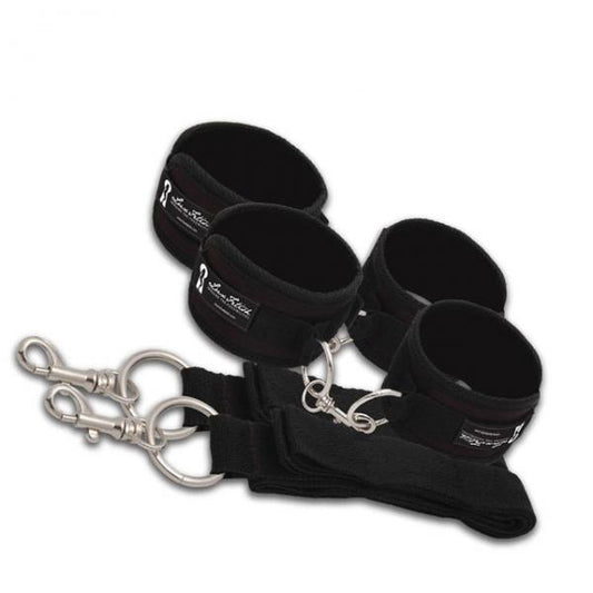 Lux Fetish Bed Spreader 7 Piece Restraint System Black - The Blissful Gypsy -