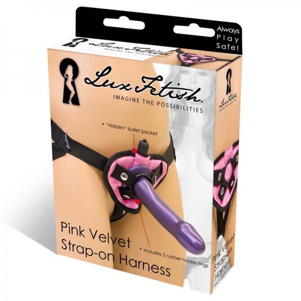 Lux Fetish Velvet Strap On Harness Pink O/S - The Blissful Gypsy -