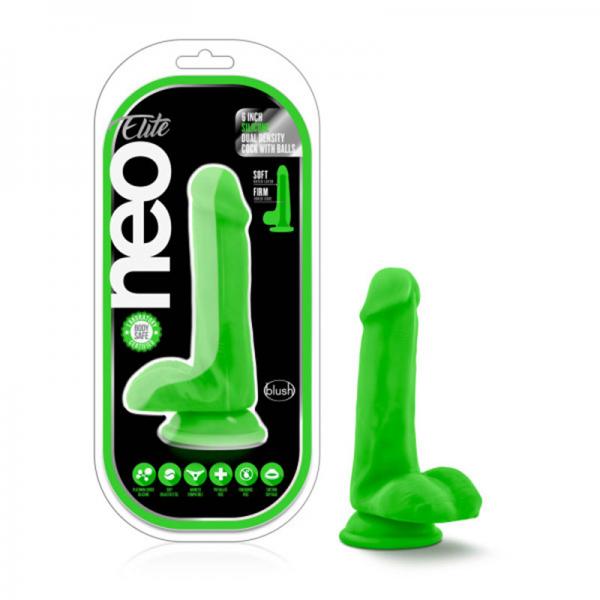 Neo Elite 6 inches Silicone Dual Density Cock, Balls Green - The Blissful Gypsy -