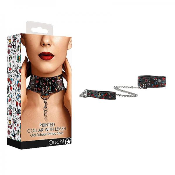 Ouch! Old School Tattoo Printed Collar And Leash - The Blissful Gypsy -