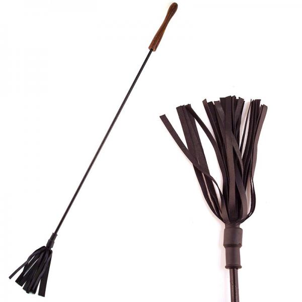 Rouge Leather Wooden Handle Riding Crop Black - The Blissful Gypsy -