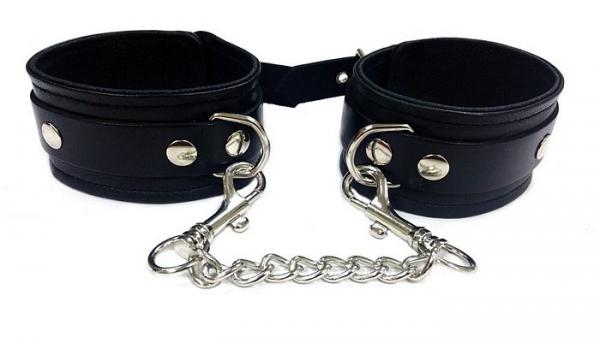 Rouge Plain Leather Wrist Cuffs Black - The Blissful Gypsy -
