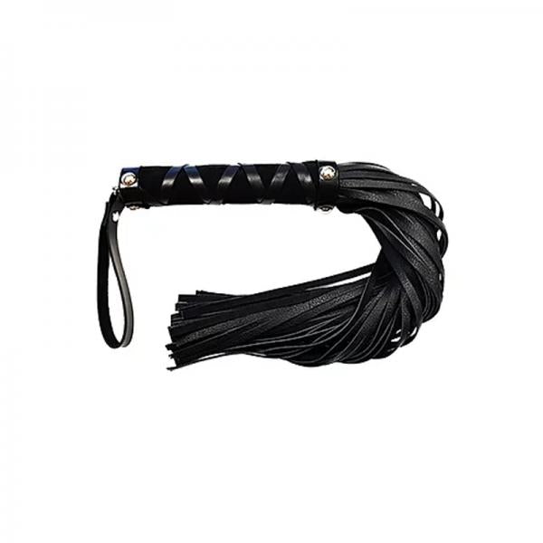 Short Leather Flogger With Studded Handle - Black - The Blissful Gypsy -