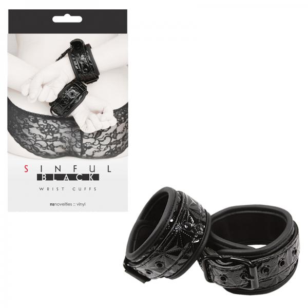 Sinful Black Wrist Cuffs - The Blissful Gypsy -