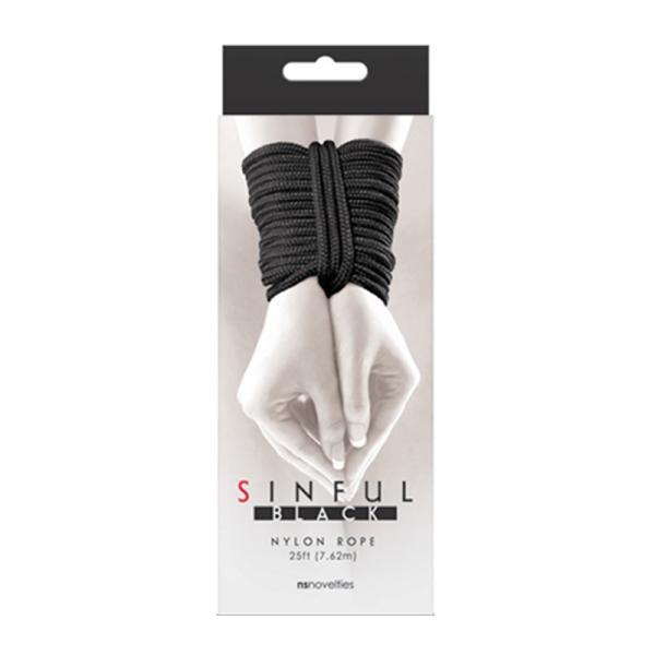 Sinful Nylon Rope 25 Ft Black - The Blissful Gypsy -