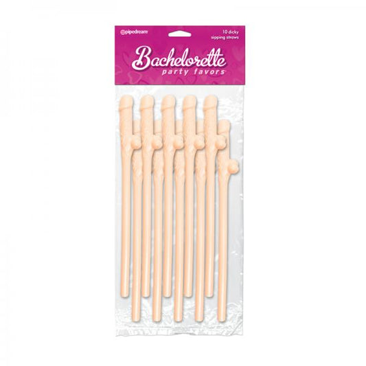 Bachelorette Party Favors Dicky Sipping Straws Beige 10pc. - The Blissful Gypsy - 