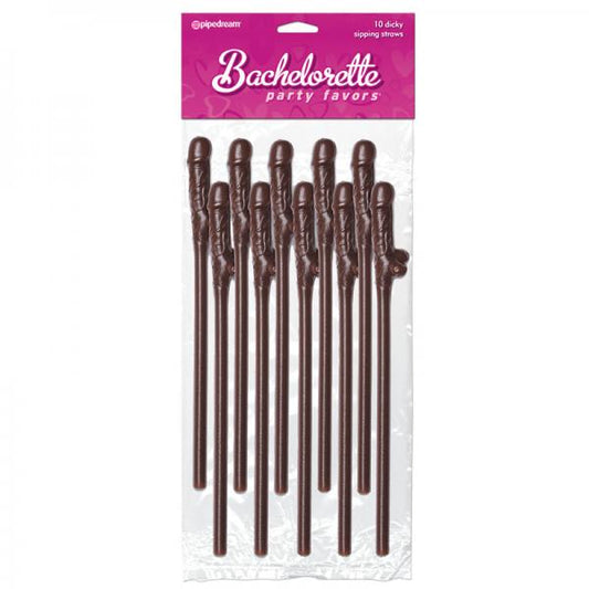 Bachelorette Party Favors Dicky Sipping Straws Brown 10pc. - The Blissful Gypsy - 