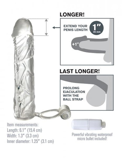 Fantasy X-tensions Vibrating Super Sleeve Clear - The Blissful Gypsy - 
