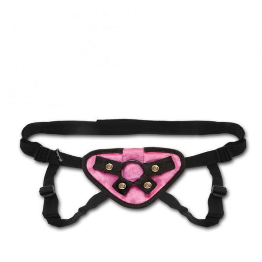 Lux Fetish Velvet Strap On Harness Pink O/S - The Blissful Gypsy - 