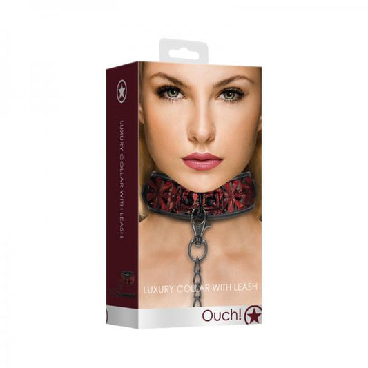 Luxury Collar With Leash - Burgundy - The Blissful Gypsy - 