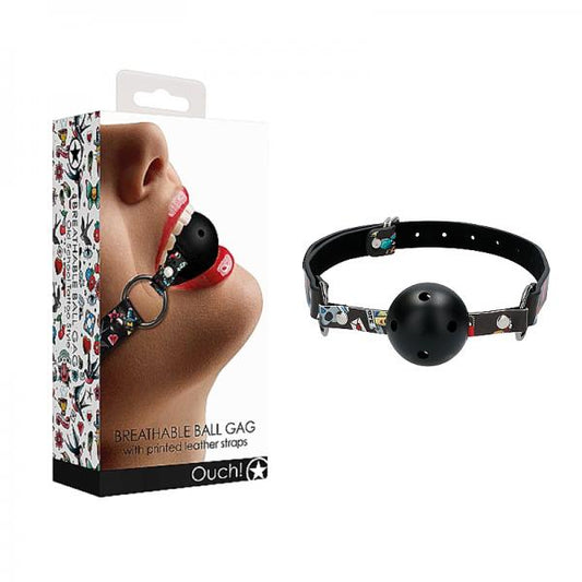 Ouch! Old School Tattoo Printed Breathable Ball Gag - The Blissful Gypsy - 
