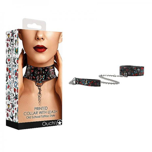Ouch! Old School Tattoo Printed Collar And Leash - The Blissful Gypsy - 