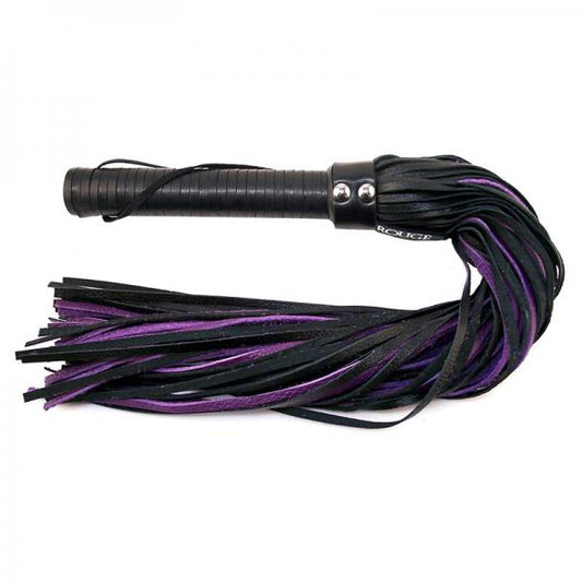 Rouge Flogger W/leather Handle & Floggers Black/purple - The Blissful Gypsy - 