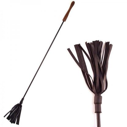 Rouge Leather Wooden Handle Riding Crop Black - The Blissful Gypsy - 