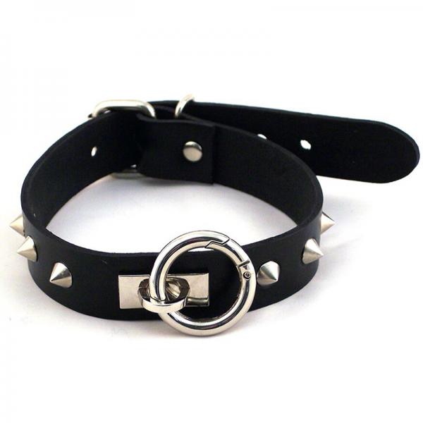 Rouge O-ring Studded Collar (thinner) Black - The Blissful Gypsy - 