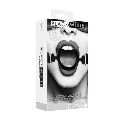 Ouch! Silicone Ring Gag With Leather Straps - Black