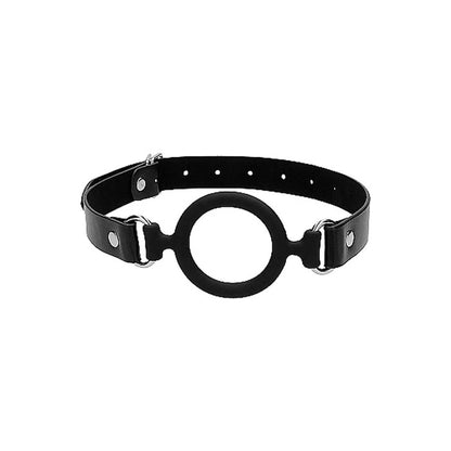 Ouch! Silicone Ring Gag With Leather Straps - Black